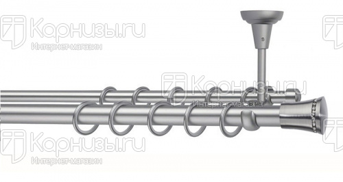 Карниз Капри хром матовый 25мм потолочный от магазина karnizy.ru